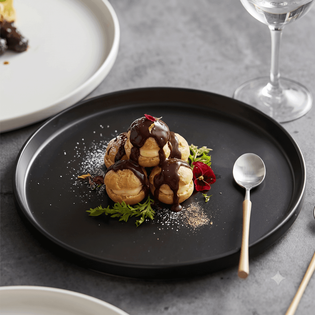 Profiterol menü şablonu ve sunumu