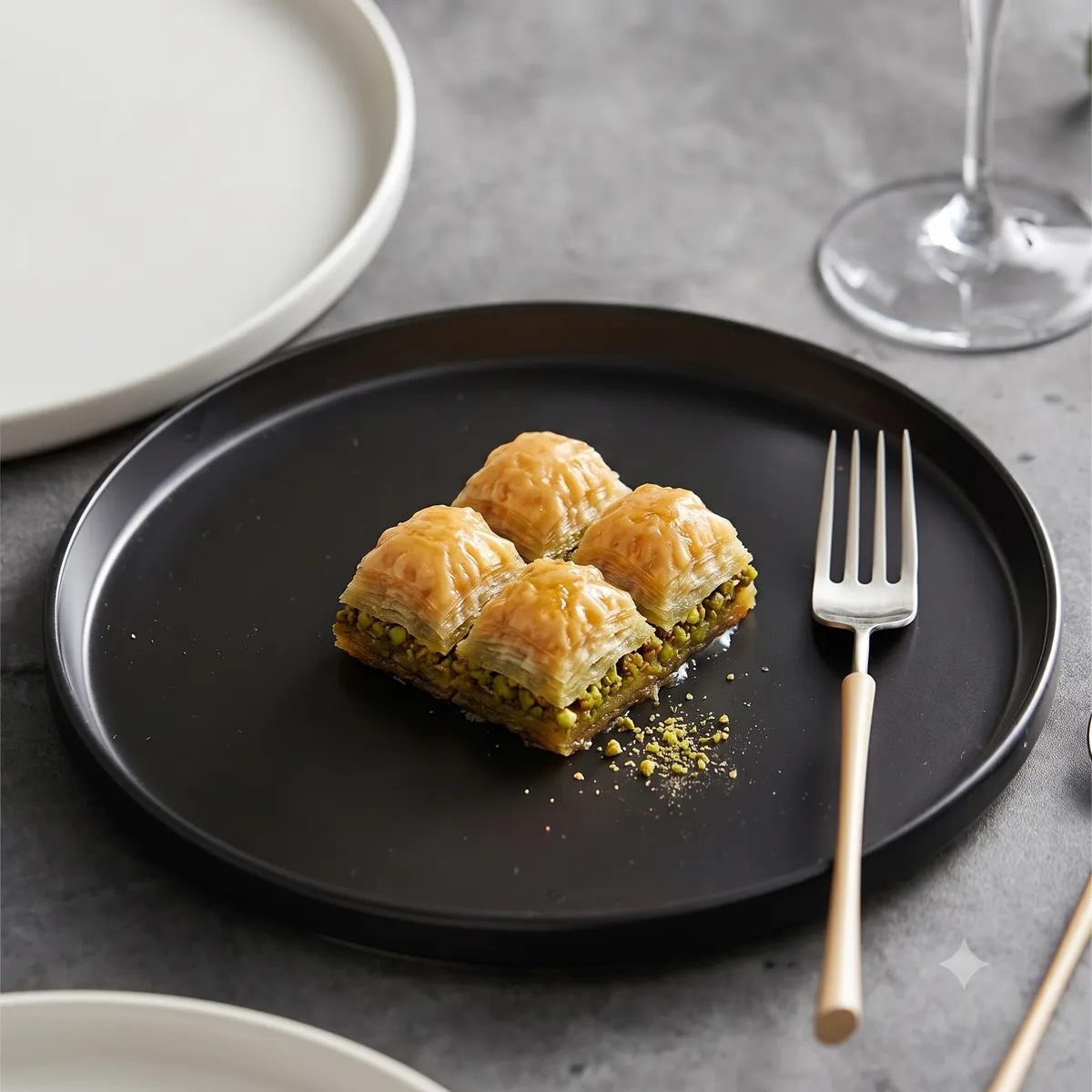 Fıstıklı baklava menü şablonu ve sunumu
