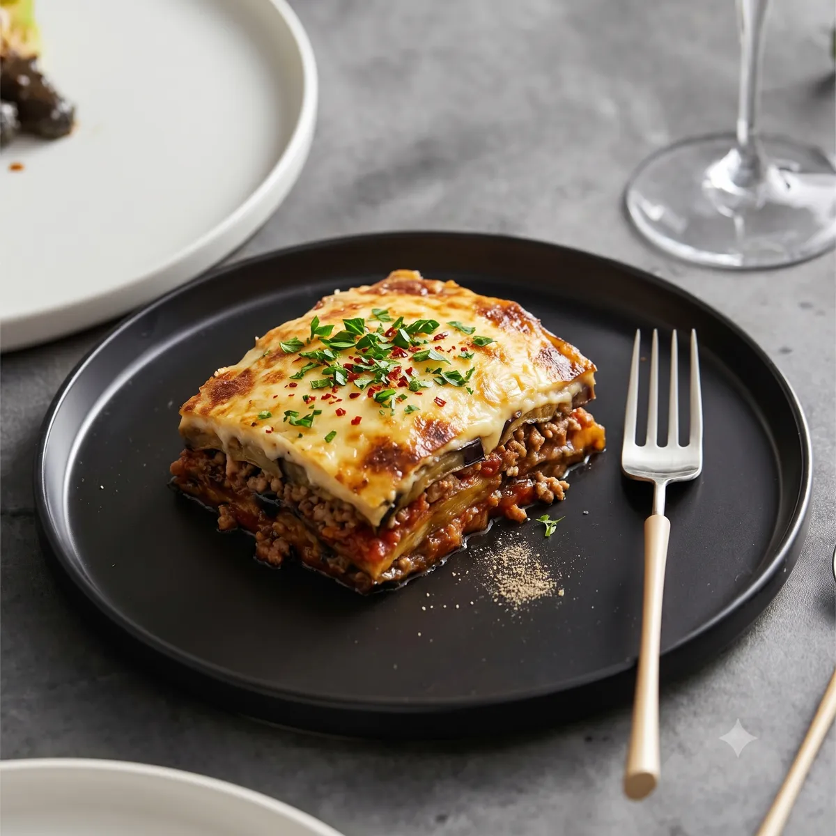 Musakka menü şablonu ve sunumu