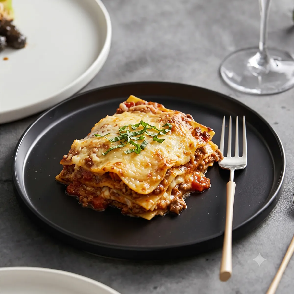 Lasagna Bolognese menü şablonu ve sunumu