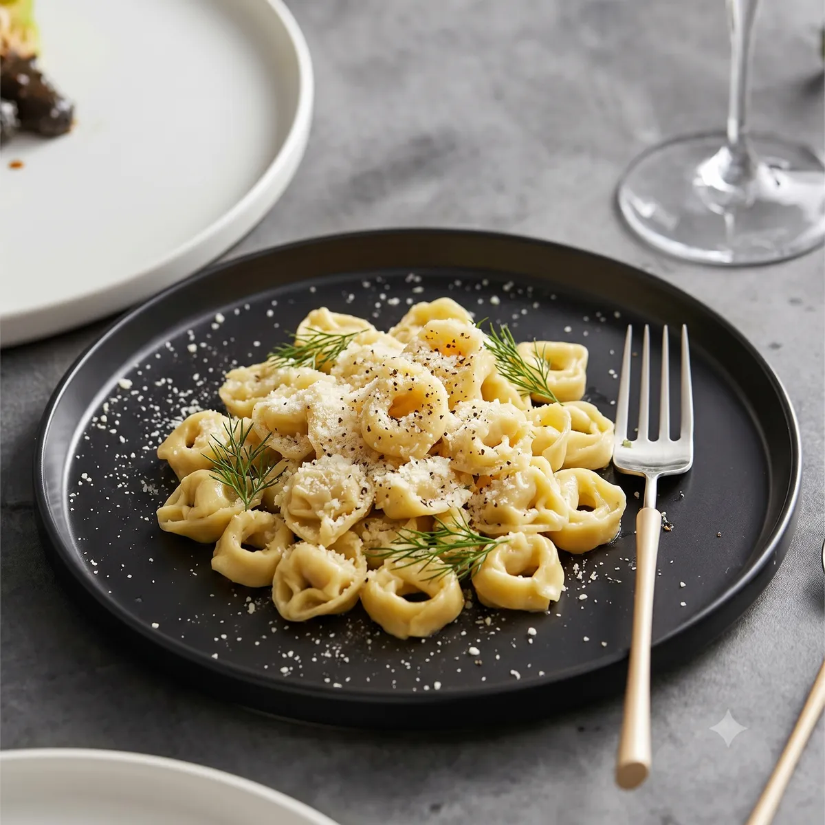 Peynirli Tortellini menü şablonu ve sunumu