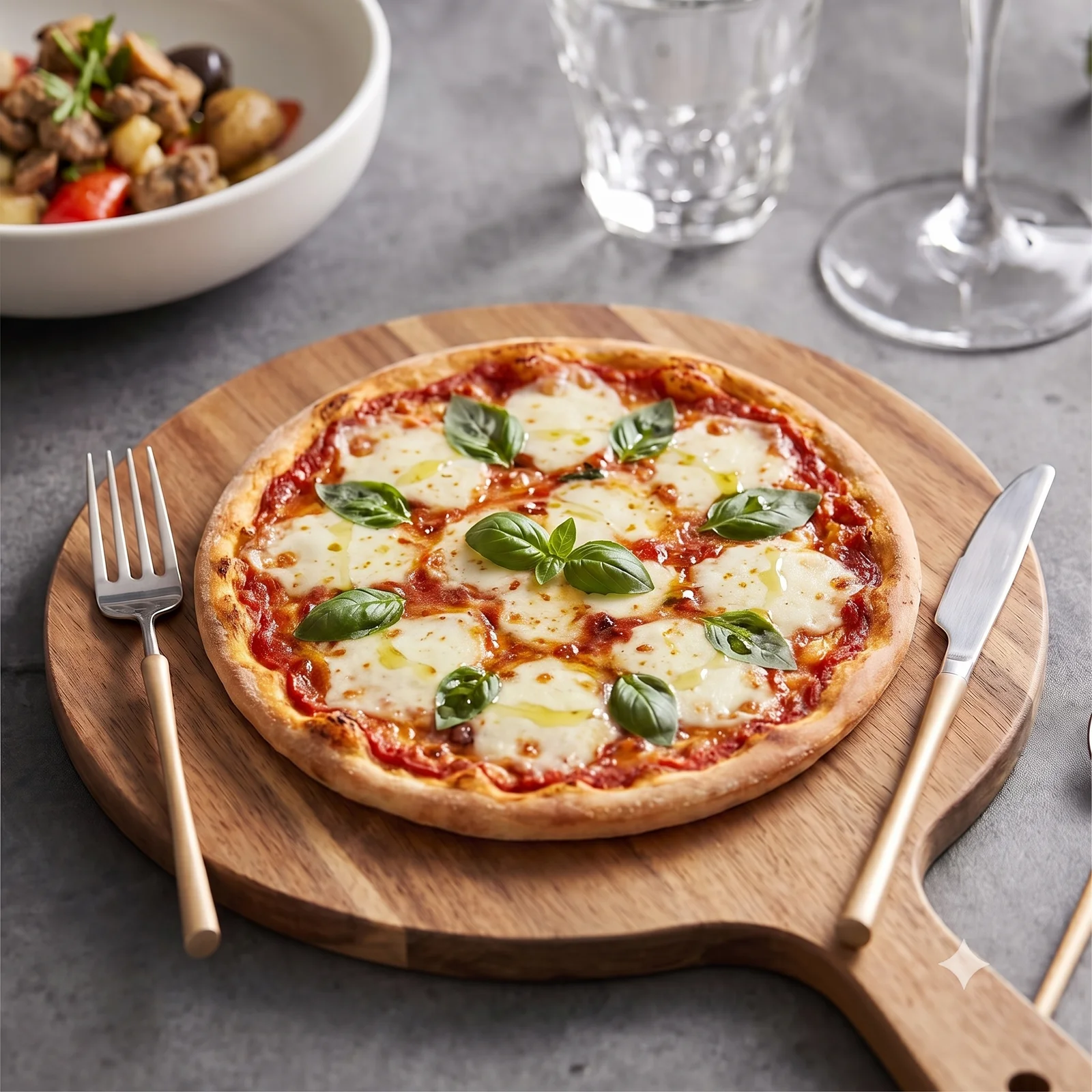 Margarita pizza menü şablonu ve sunumu
