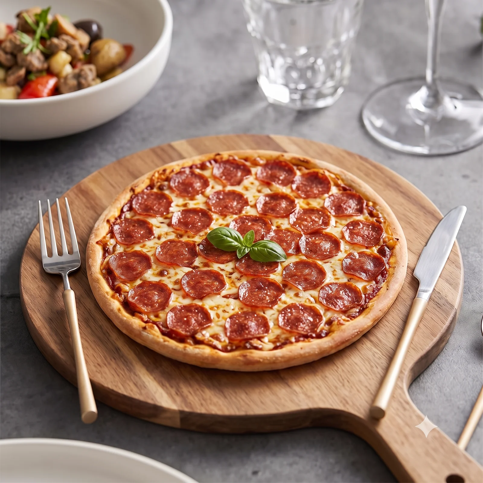 Pepperoni pizza menü şablonu ve sunumu