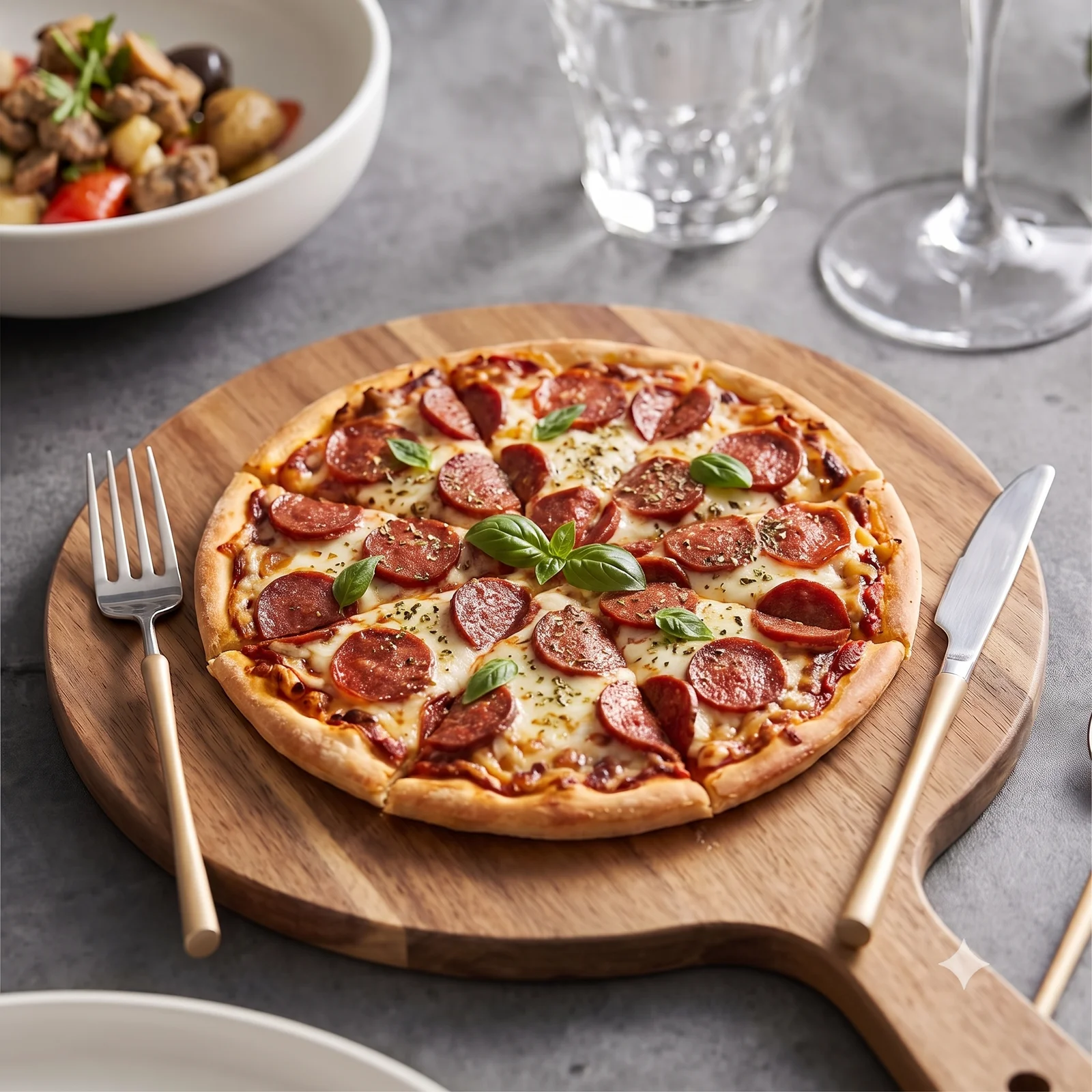 Sucuklu pizza menü şablonu ve sunumu