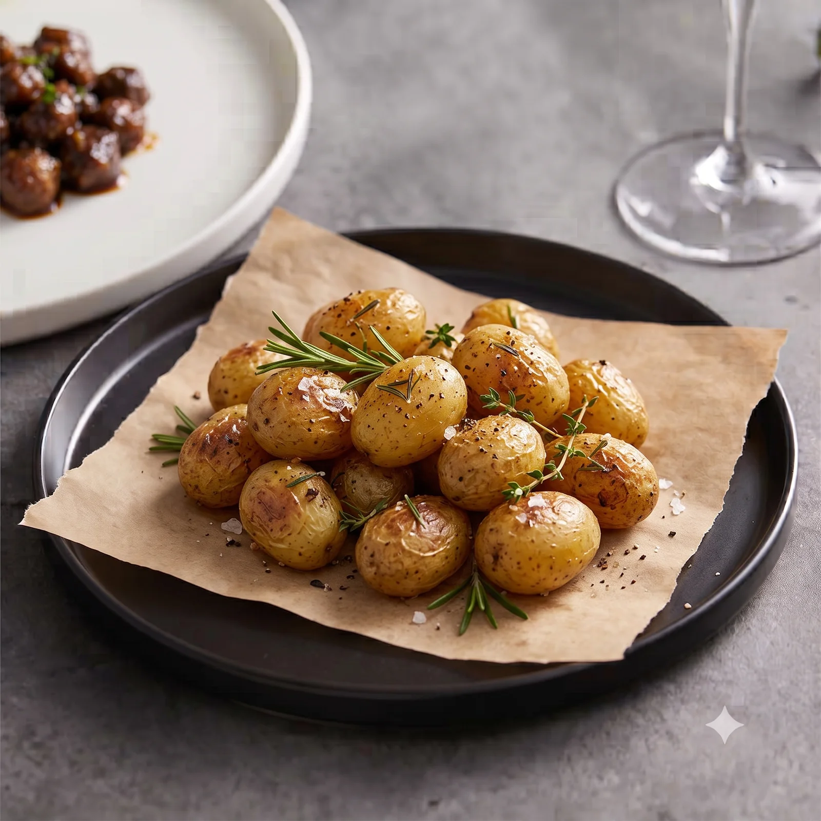 Fırınlanmış Bebek Patates menü şablonu ve sunumu
