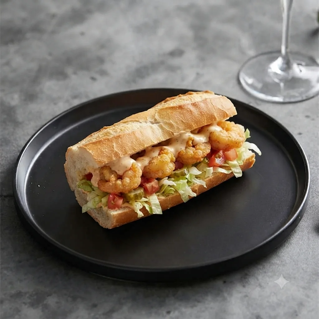 Po' Boy menü şablonu ve sunumu