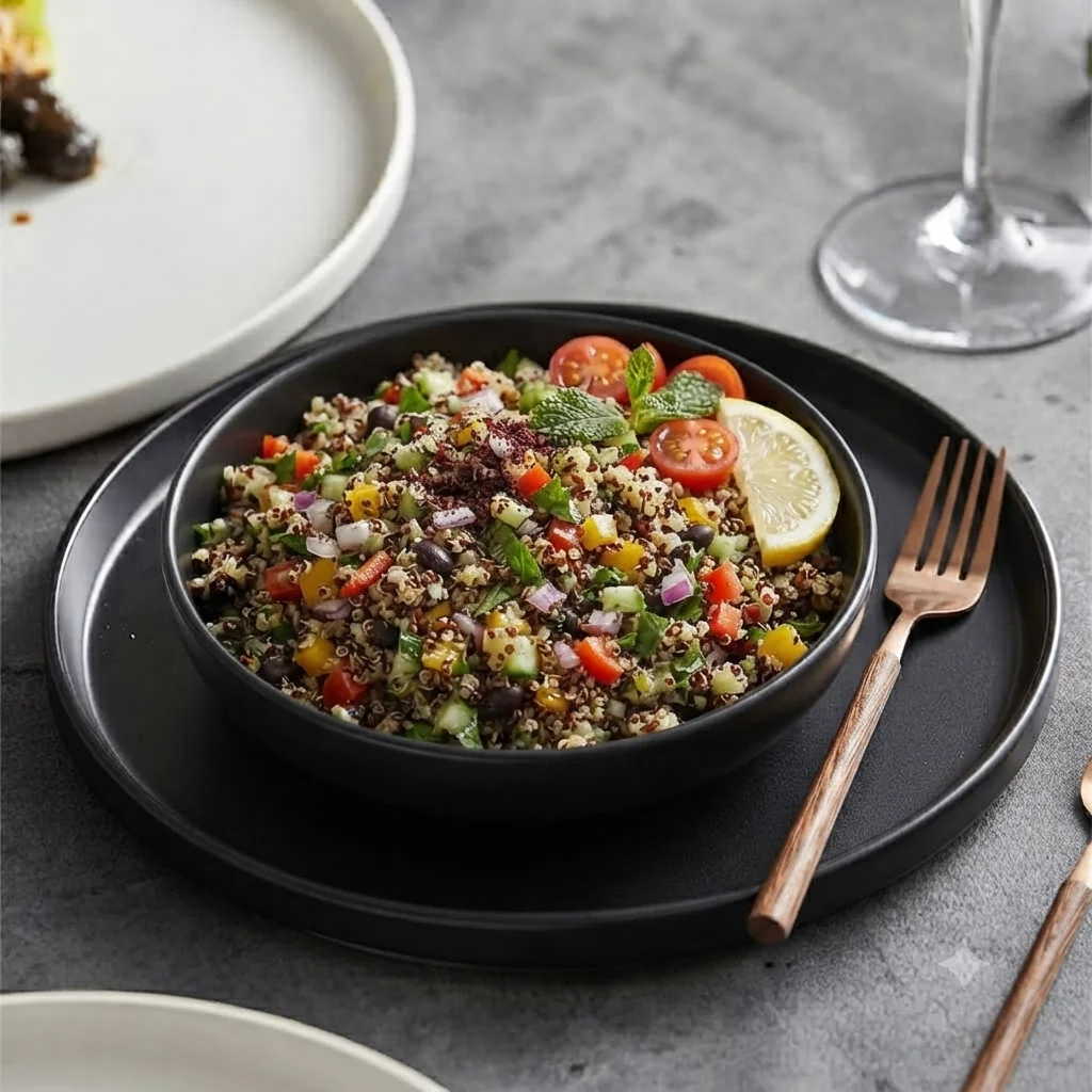 Kinoa Salatası menü şablonu ve sunumu